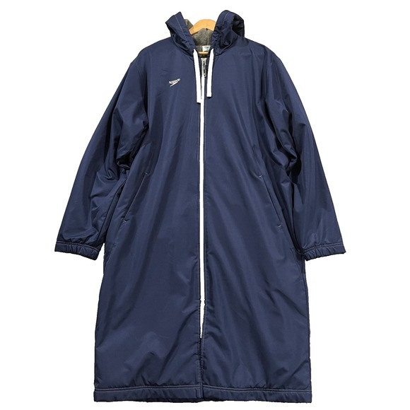 Speedo Swim Parka Coat Jacket Adult Large Blue Fleece Lined Hooded Softshell - Picture 1 of 11
